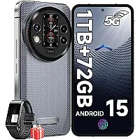 OUKITEL WP200 PRO 5G Outdoor Mobile Phone with SmartWatch, 72GB RAM + 1TB ROM Android 15 Outdoor Smartphone Without Contract, 6.7 Inch FHD + 120Hz AMOLED Display, 8800mAh/45W, 108MP + 32MP, 5G Dual