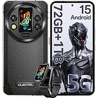 OUKITEL WP200 Pro 5G Outdoor Mobile Phone 72GB RAM + 1TB ROM Android 15 Outdoor Smartphone Without Contract with SmartWatch, 6.7 Inch AMOLED FHD+ 120 Hz, 8800mAh/45W, 108MP Camera, Gemini AI/ 5G Dual