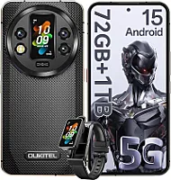 OUKITEL WP200 Pro 5G lauko mobilusis telefonas 72GB RAM + 1TB ROM "Android 15" lauko išmanusis telefonas be sutarties su išmaniuoju laikrodžiu, 6,7 colių AMOLED FHD+ 120 Hz, 8800mAh/45W, 108MP kamera, Gemini AI/ 5G Dual