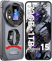 OUKITEL WP200 Pro 5G lauko mobilusis telefonas - "Android 15", 72GB+1TB išmanusis telefonas su išmaniuoju laikrodžiu, 6,7 colių AMOLED FHD+ 120 Hz, atsparus vandeniui be sutarties, 8580mAh/45W, 108MP kamera, 5G Dual SIM/NFC/WiFi 6