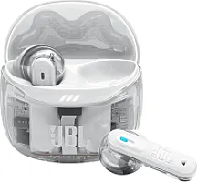 "JBL Tune Flex Ghost 2" belaidės "Bluetooth" ausinės į ausis su triukšmo slopinimu, 48 valandų atkūrimo laikas, IP54 apsauga nuo vandens ir dulkių, kelių taškų ryšys, ergonomiškas dizainas, baltas vaiduoklis