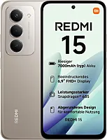 "Xiaomi Redmi 15", išmanusis telefonas, 6+128 GB, 6,9 colių FHD+ 144 Hz DotDisplay ekranas, "Snapdragon 685", 50 MP AI dviguba kamera, 7000 mAh baterija, titano pilka