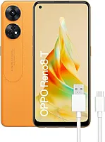 "Oppo Reno8T" nemokamas mobilusis telefonas 8GB+128GB kamera 100MP + 2MP mikroskopo kamera "Android" išmanusis telefonas 5000mAh baterija Greitasis įkrovimas 33W Dual Nano SIM oranžinė
