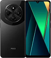 "Xiaomi POCO C75" išmanusis telefonas 6GB + 128GB 6,88" 120Hz HD+ ekranas "Medialek Helio G81" triguba kamera 50MP + 2MP 5160mAh juoda