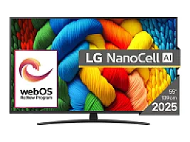 LG NanoCell AI 55NANO81A3A televizorius 139,7 cm (55") 4K Ultra HD Smart TV „Wi-Fi“ Juoda